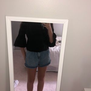 Boohoo Black Ruffled Shirt